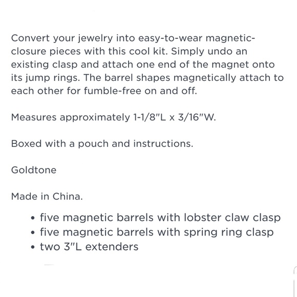 🚫SOLD🚫 Magnetic Clasp Extender Jewelry Kit - Picture 2 of 2
